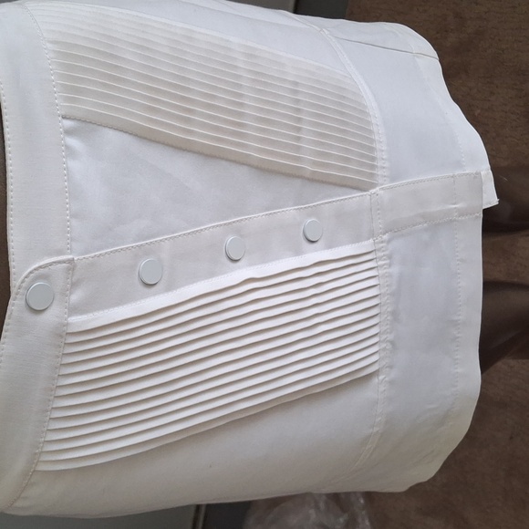 Vintage runway tuxedo mini skirt in creme white cotton - Picture 2 of 4